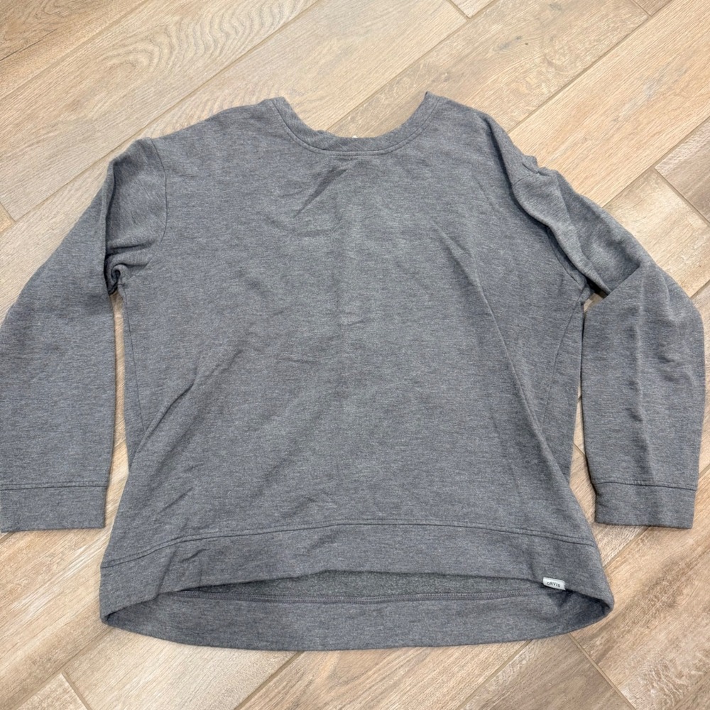 Orvis Classic Collection Gray Fleece Pullover Sweatshirt Womens Large L/G